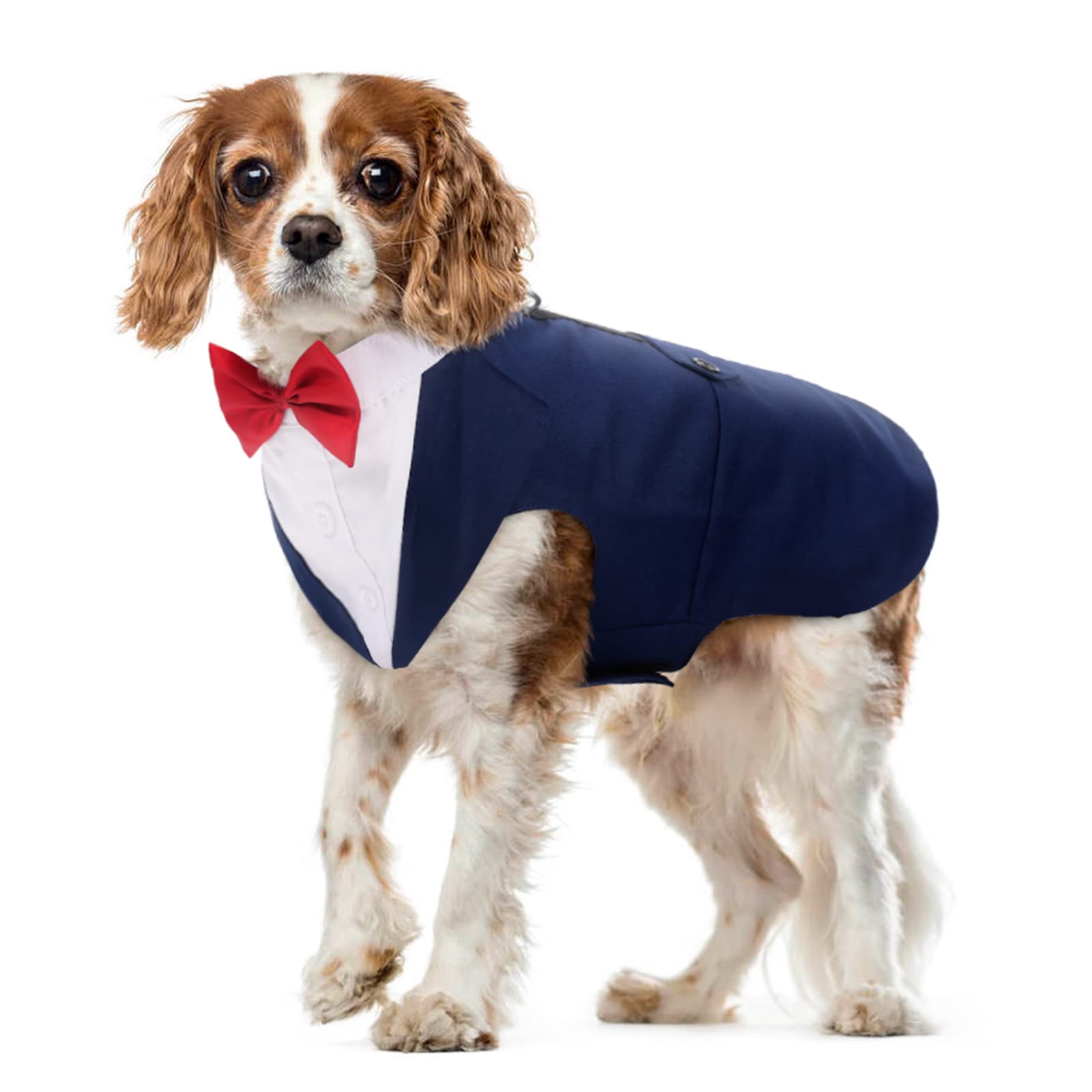 Dog Tuxedo, Dog Suit and Bandana Set Pet Clothes Formal Shirt Doggie Costume Outfit for Wedding Party Festival Halloween Christmas Birthday for Small Medium Large Dogs(Blue, M)