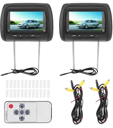 カーオーディオ HEADREST DVD TWIN MONITOR Amazon.com: Pyle Universal Dual Vehicle Headrest Monitor