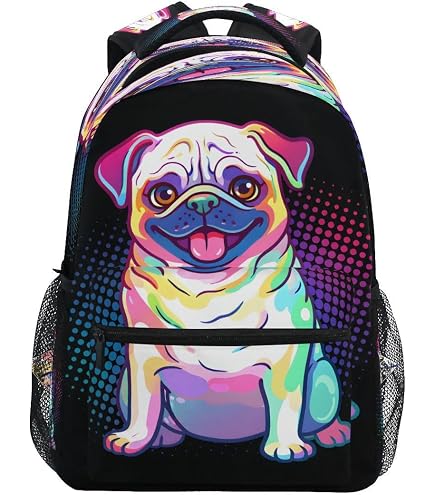 ALAZA Happy Cute Pug Dog Backpack and Lunch Bag Set School Bag Bookbag Casual Daypacks for Kids Girls Boys Teens : Clothing, Shoes & Jewelry