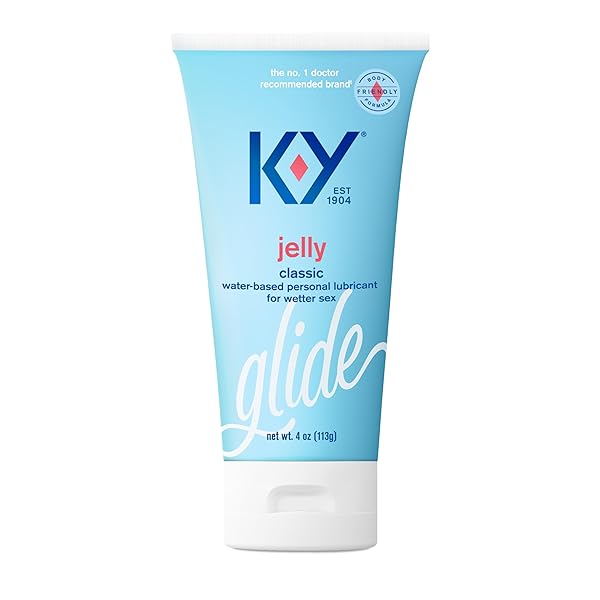 K-Y JELLY PERSONAL LUBRICANT, BODY-FRIENDLY WATER-BASED FORMULA, SAFE FOR ANAL SEX, SAFE TO USE WITH LATEX CONDOMS. GLIDE INTO A WETTER, BETTER EXPERIENCE EVERY DAY. FOR MEN, WOMEN, COUPLES, 4 FL OZ