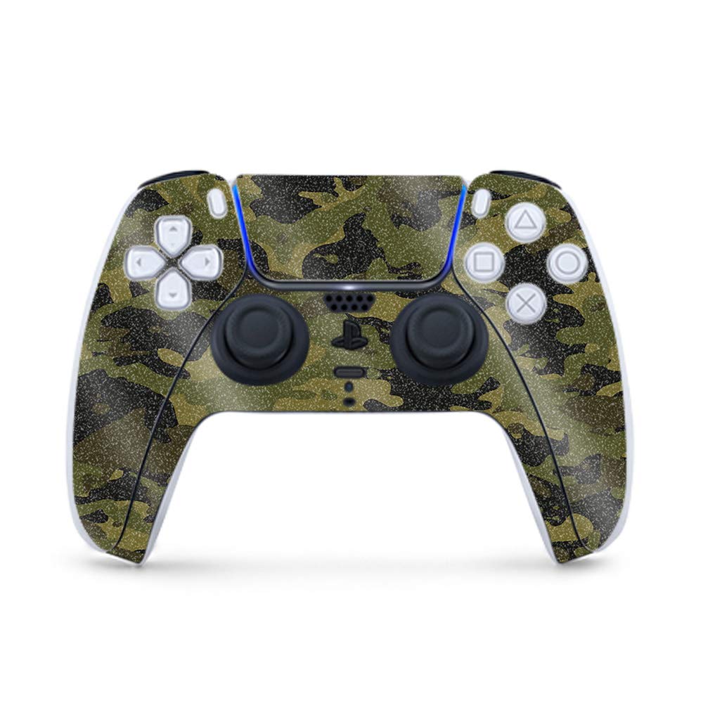 MightySkins Glossy Glitter Skin Compatible with PS5 / PlayStation 5 Controller - Green Camouflage | Protective, Durable High-Gloss Glitter Finish | Easy to Apply and Change Styles | Made in The USA
