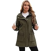 CHIGUO Women's Waterproof Softshell Jackets Warm Fleece Lined Coats with Hood Long Rain Jacket