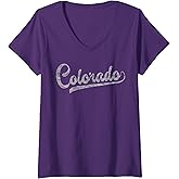 Womens Colorado Baseball Fan Vintage Rocky Mountains V-Neck T-Shirt