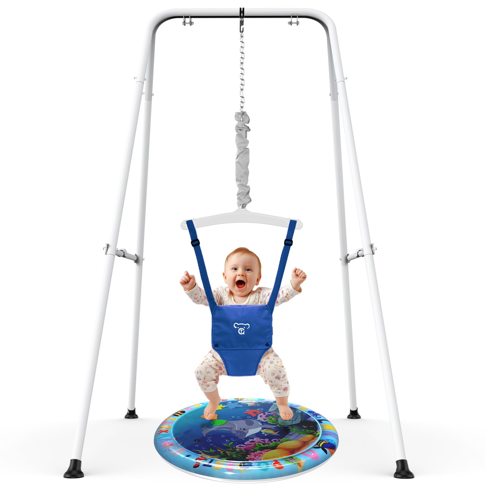 Photo 1 of G TALECO Gear Baby Jumper with Stand,Baby Bouncer,Easy Set-Up,Baby Exerciser for Active Babies,Suitable for Indoor and Outdoor, Blue (Water Mat Include)