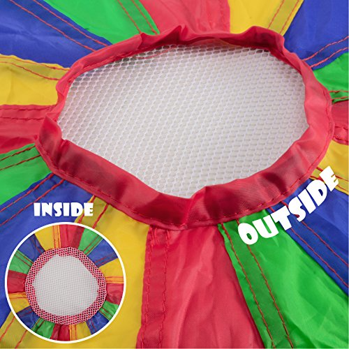 image for Voilamart Parachute 20 Feet for Kids with 16 Handles Zipper Carry Bag,