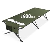 Heavy Duty Camping Cot for Adults, 31.5'' Wide Folding Cot, Support 400LBS | Fits Adults Up to 6.9 ft, Military Folding Cot with Carry Bag, Portable Cot for Camping, Guests &amp; Emergency Use, Army Green