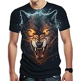 Hurspmr Casual Wolf Graphic T-Shirt for Men Fashion Short Sleeve Shirts