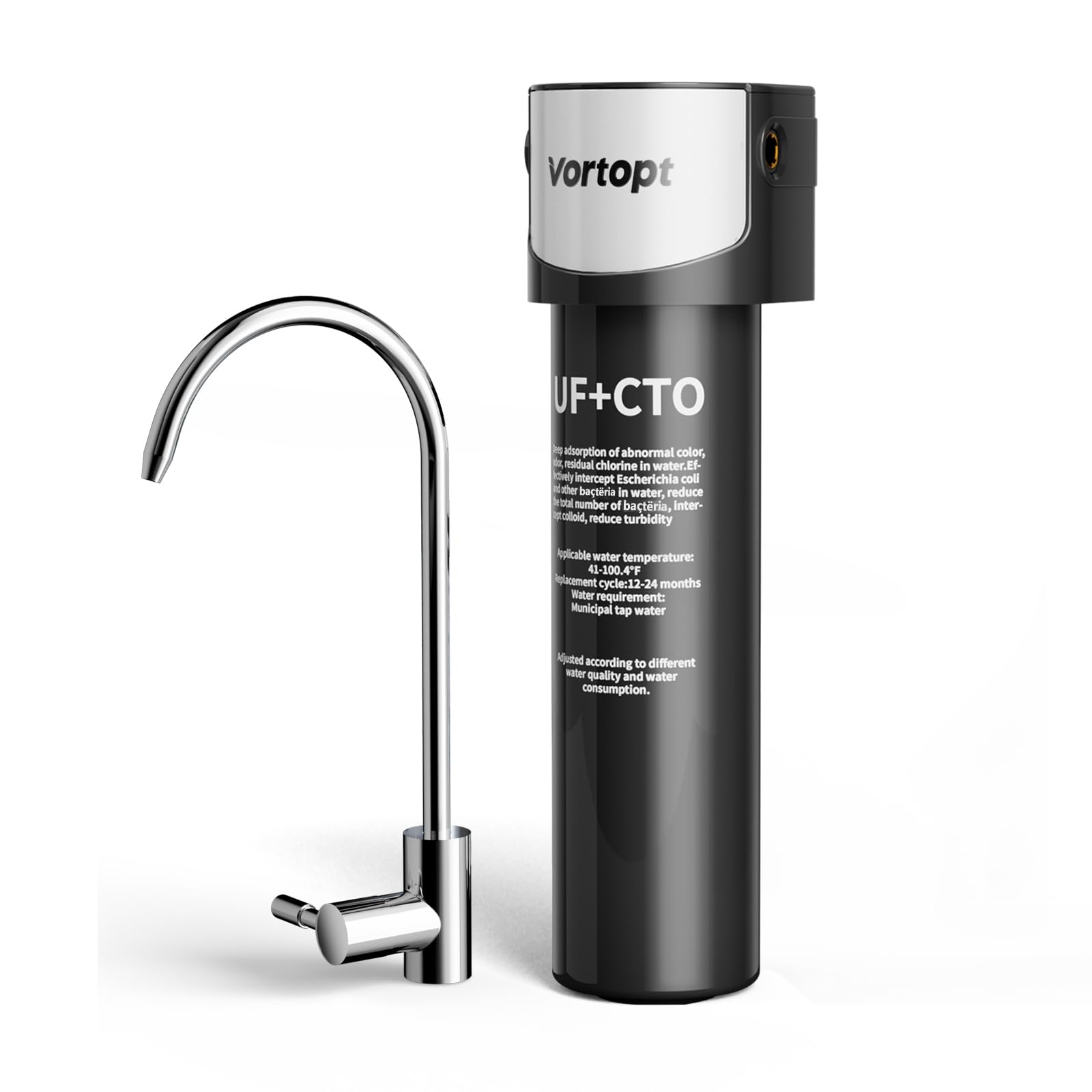 Vortopt Under Sink Water Filter System - 0.01um UF Membrane, NSF Certified, 19000 Gallon