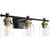 SOLFART Vintage 3-Light Bathroom Vanity Light Over Mirror Globe Vanity Light Fixtures for Bathroom Glass Shade Bath Fixtures 
