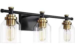 SOLFART Vintage Bathroom Vanity Light Over Mirror Globe Vanity Light Fixtures for Bathroom Glass Shade Bath Fixtures 3 Lights