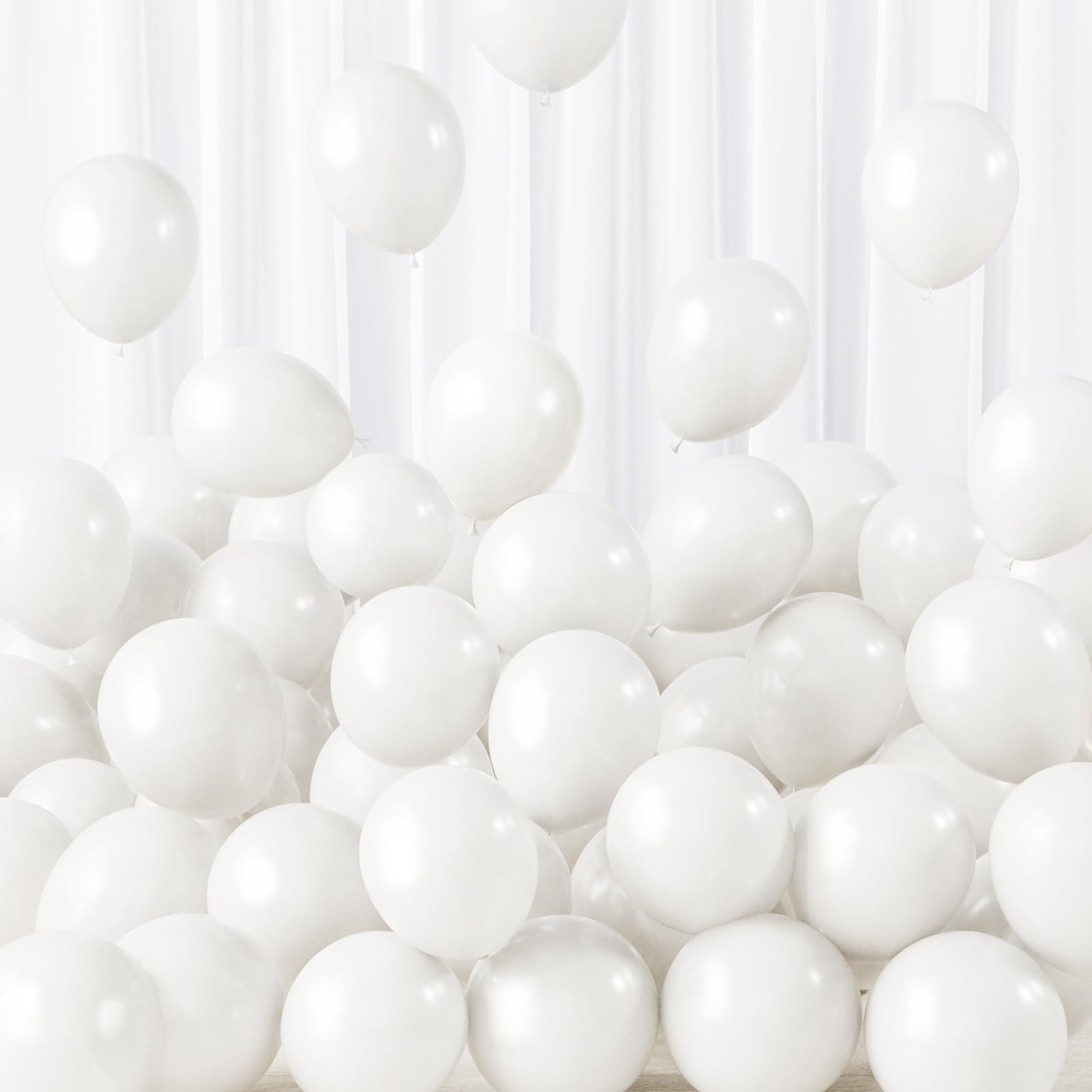 Photo 1 of RUBFAC 5 Inch 120pcs White Latex Party Balloons, Thicker White Balloons for Birthday Wedding Baby Shower Graduation Anniversary Party Decorations