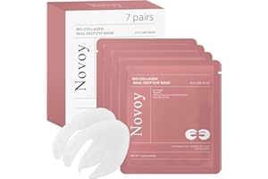 LLVYUO Novoy 7 Pairs Bio-Collagen Real Deep Eye Patches - 6-in-1 Retinol Overnight Eye Patches for Dark Circles, Puffiness & Wrinkles | 2% Caffeine+Hyaluronic+Niacinamide, Korean Popular Eye Mask - ROSE