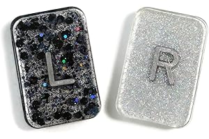 SCRAPHEART Glitter X-Ray Markers - Black and Silver Glitter Epoxy Resin with Lead Letters L & R - NO INITIALS - Small Rectangle Generic Markers Include Extra Strength Adhesive Strips - Reusable & Washable