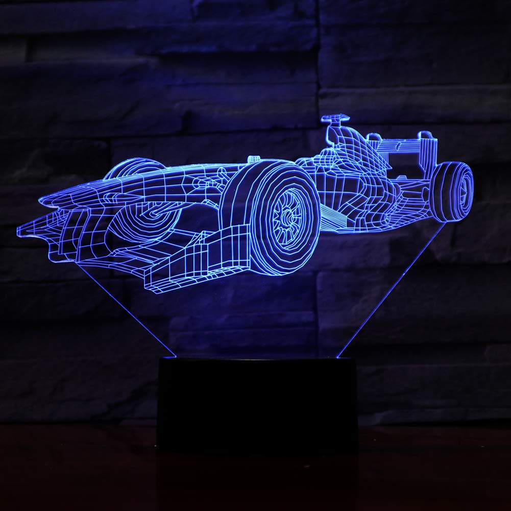 Car Visual 3D Night Lights for Kids Bedroom Desk Table Decoration,7 Colors Changing LED Illusion Lamp，Creative Festival Birthday Children Gift