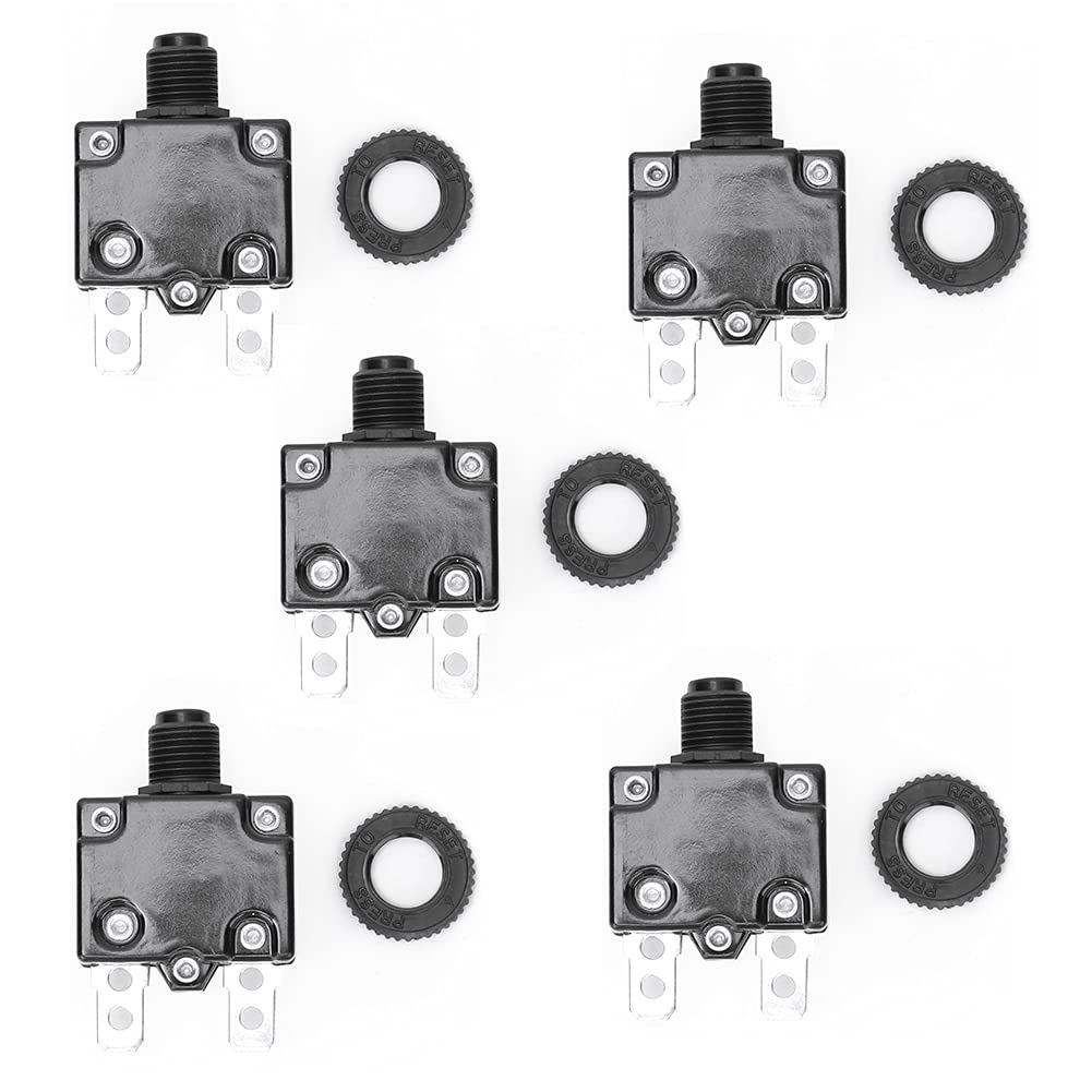 5-Pack Circuit Breaker 12A 15A 17A Air Compressor Overload Protection Switch with Push Button Reset High Reliability Circuit Breaker for Air Compressor Motor Protection