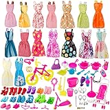 BeYumi 130 Pcs Doll Clothes Set for Dolls Include Random 16 Pack Party Gown Outfits + 10 Pairs of Shoes + 104 Pcs Doll Accessories for Various Doll, Great Gift for Girls