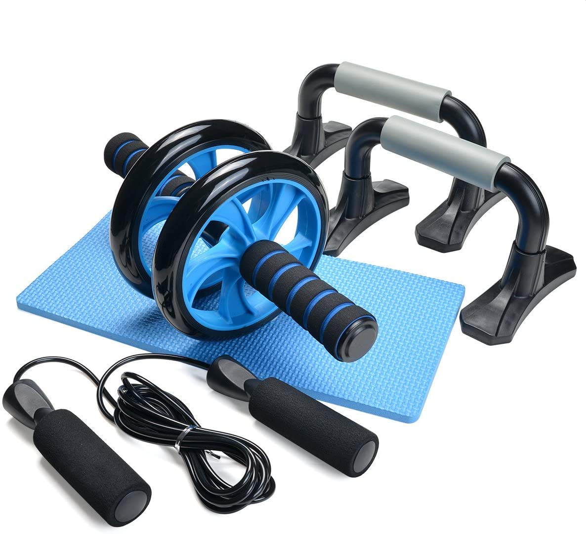 Odoland 4in1 AB Wheel Roller Kit AB Roller Pro with PushUp Bar, Jump