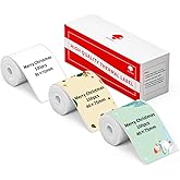 Phomemo M110 Labels,40x75mm 200 Pcs Black on Christmas Panting,50x70mm 110 Pcs Black on White,Phomemo Self Adhesive Thermal Labels for M200 M221 Label Printer, Stickers Label Ideal for Gifts,3-Roll