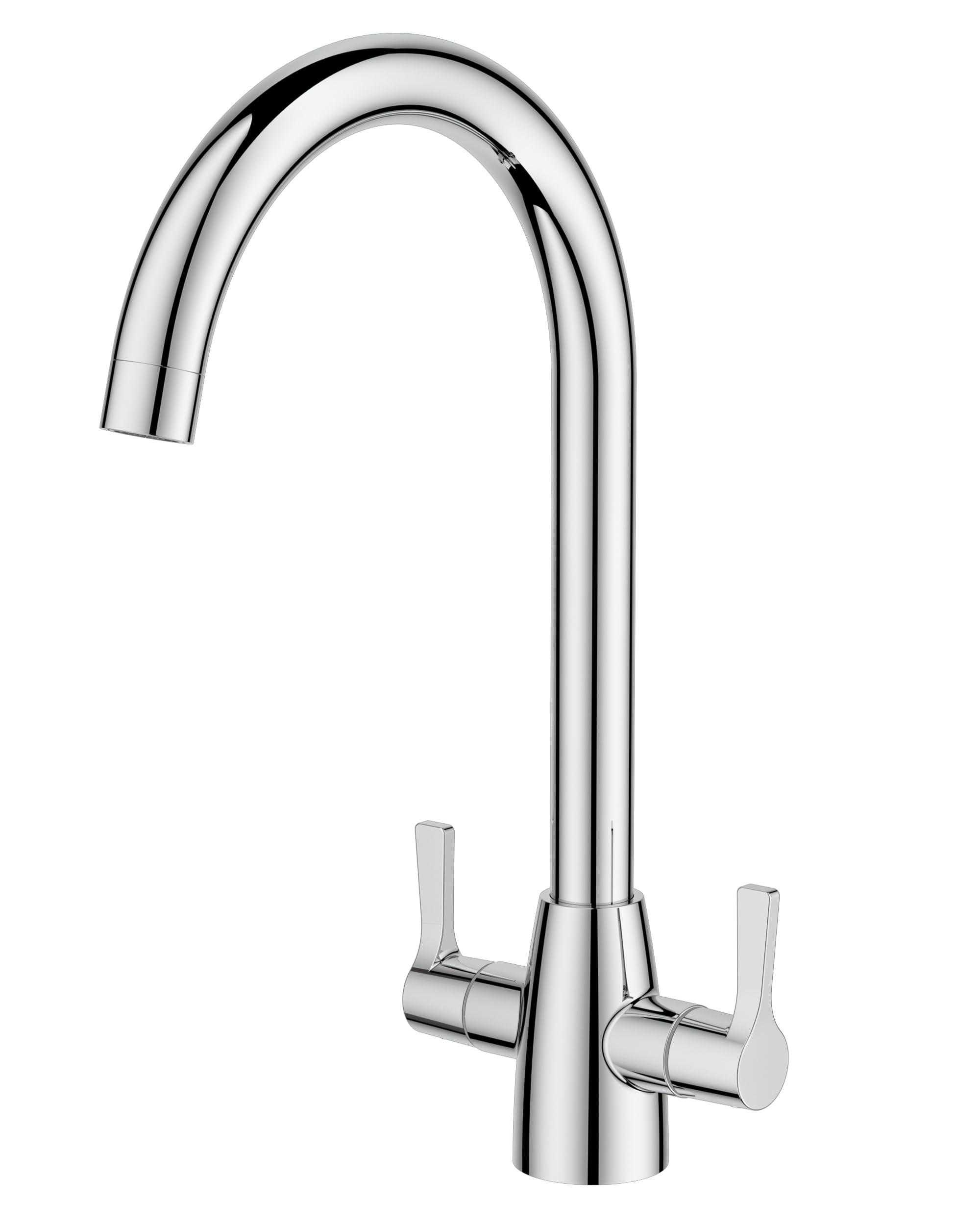 FORIOUS Kitchen Mixer Tap, Monobloc Kitchen Sink Taps 1 Hole with Dual Lever 360 Swivel, Suitable for Home Kitchens, RVs, Camping, Polished Chrome