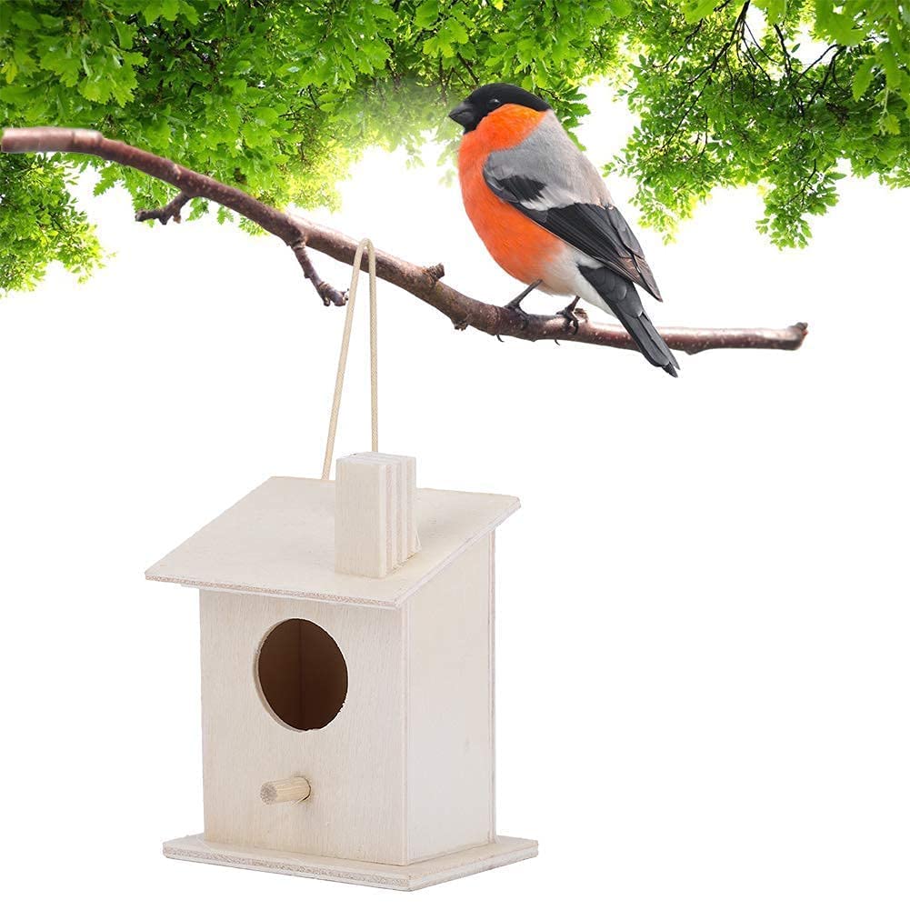 Wooden Birdhouse, 4pcs Hanging Bird Breeding Box Not Easy to be Eaten by Insects for Finch Cockatiel Budgie Parrot
