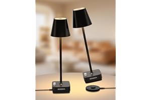 GOODEA 2 Pack Cordless Table Lamp with Charging Base, Rechargeable 6000mAh Battery Operated Lamp, 3 Color Dimmable Portable Table Light for Restaurant, Bedroom, Home, Kitchen Counter
