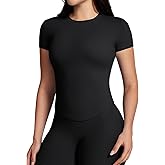 Queenie Ke Bareluxe Short Sleeve Workout Tops for Women, Athletic Soft Crew Neck Moisture Wicking Fitted Gym Shirts