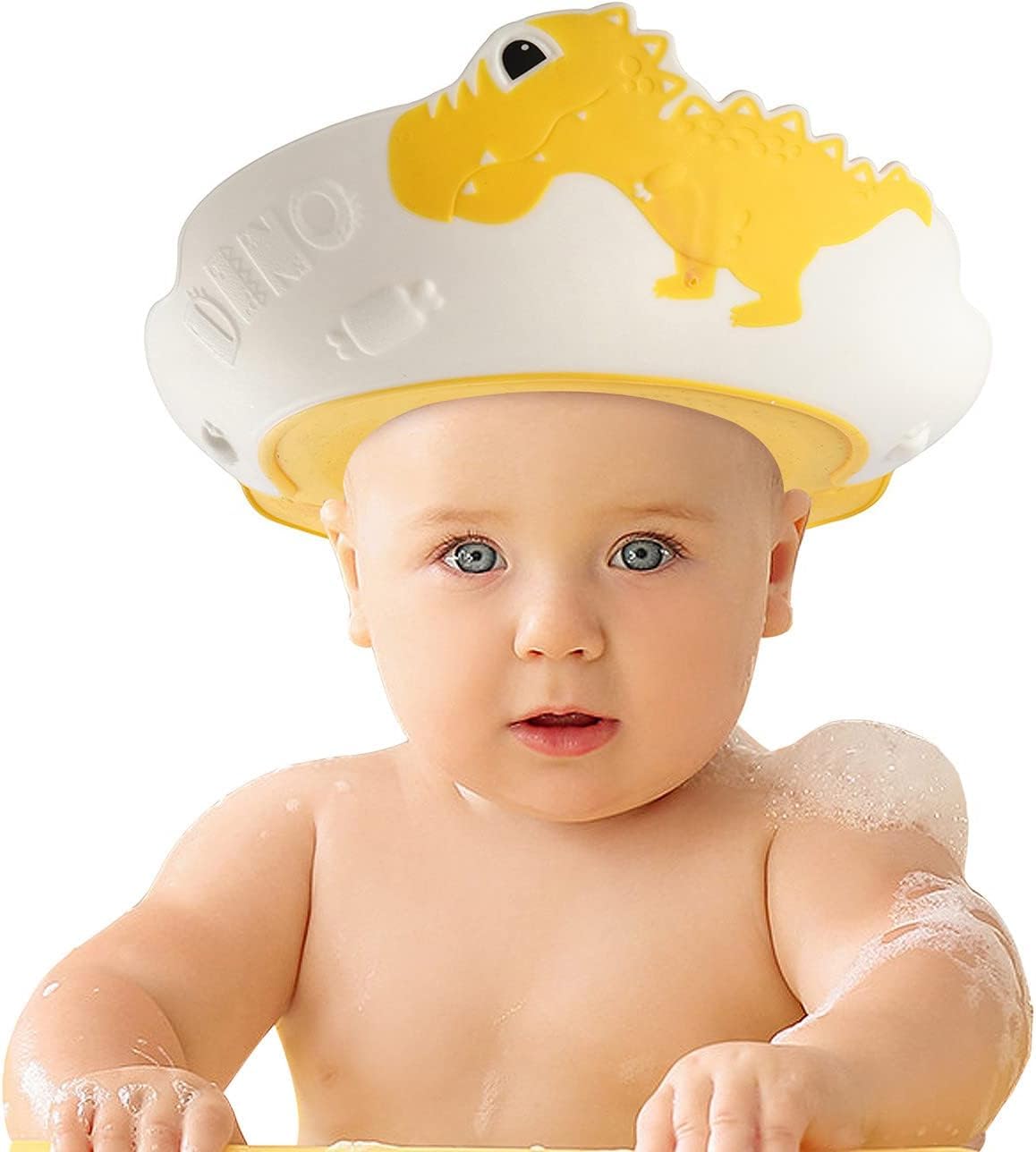 FUNUPUP Baby Shower Cap, Kids Shampoo Shower Bath Cap Adjustable Hair Washing Shampoo Shield Baby Visor for Eyes and Ears Protector Yellow