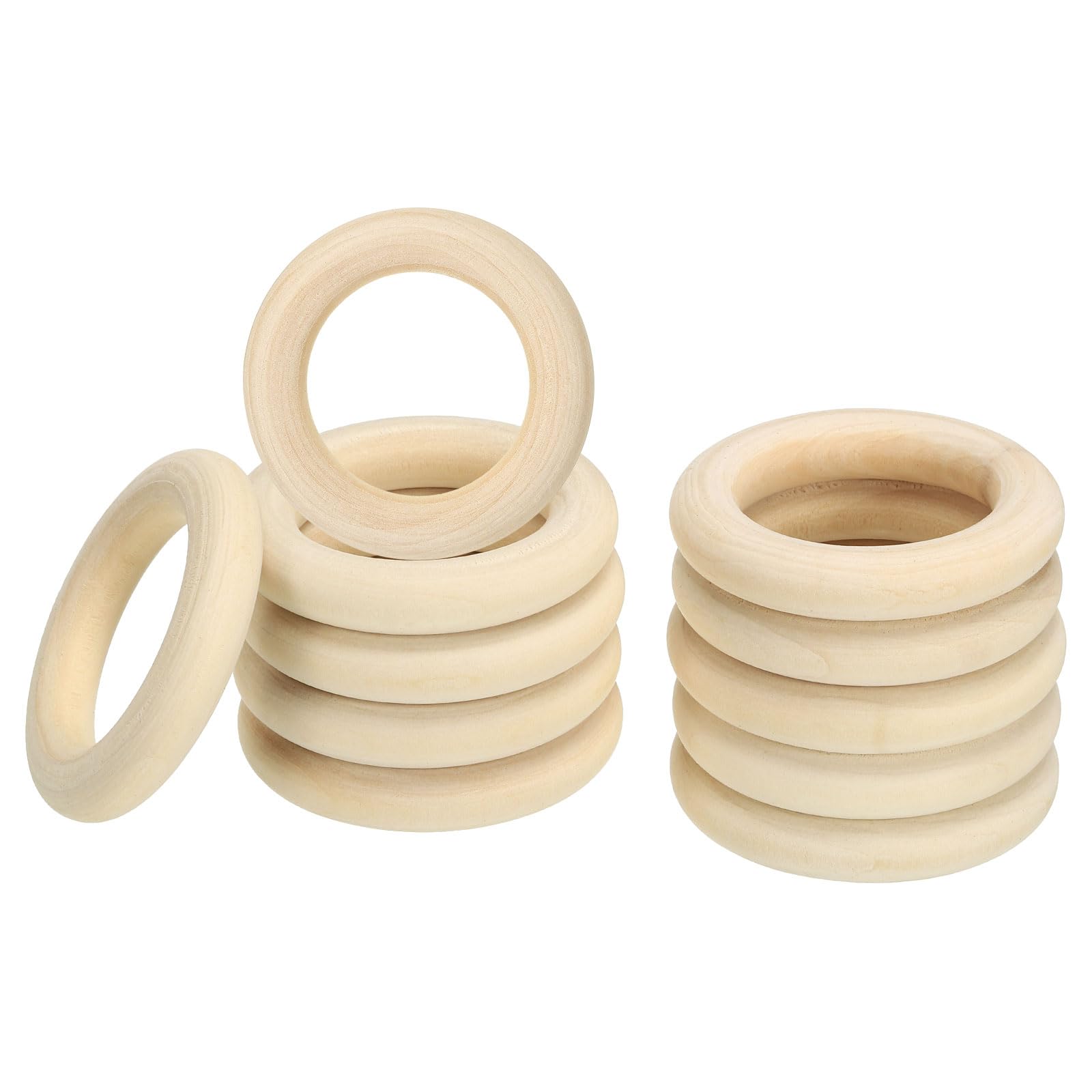 PATIKIL 55mm/2.2" Unfinished Wooden Rings, 20 Pack Natural Solid Wood Rings Circle for DIY Craft Ring Pendant Connectors, Wood Color