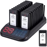YYCALLING Restaurant Pager System,Social Distancing Buzzer 20 Pagers(Black) | Wireless Calling Guest Waitin with Vibration, Flashing and Buzzer for Restaurant Food Truck Hospital Clinic Church Cafe Shop