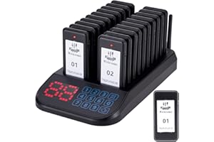 YYCALLING Restaurant Pager System,Social Distancing Buzzer 20 Pagers,Wireless Calling Guest Waitin with Vibration, Flashing and Buzzer for Restaurant Food Truck Hospital Clinic Church Cafe Shop
