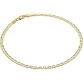 KISPER Gold Ankle Bracelets for Women, 18K Gold Plated 925 Sterling Silver Anklets, Waterproof Tarnish Resistant, Curb/Rope/Figaro/Mariner Chain, 9, 10, 11 Inch