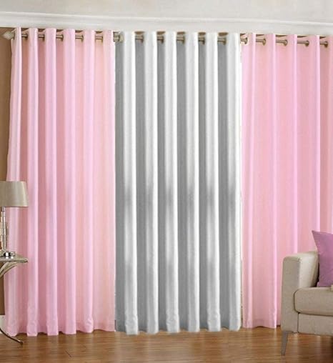 Buy Curtains Crush Plain Curtains For Window 3 Pc Window 5 Feet
