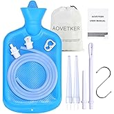 AOVETKER Enema Bag Kit &ndash; 2L with 4 Tips | 5ft hose, clamp, hook and storage bag. Home colon cleanse with water/coffee. Complete kit for women and men.