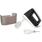 Amazon Basics 6-Speed Electric Hand Mixer with Turbo and Stainless Steel Whisk, Snap-On Storage Case, 250 Watts, Black