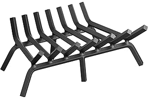 Mr IRONSTONE Fireplace Grate 24 inch Solid Steel Heavy Duty Firewood Log Burning Rack Fire Grates for Outdoor Kindling Tools Pit Indoor Fireplace Log Holder Wrought Iron Wood Stove