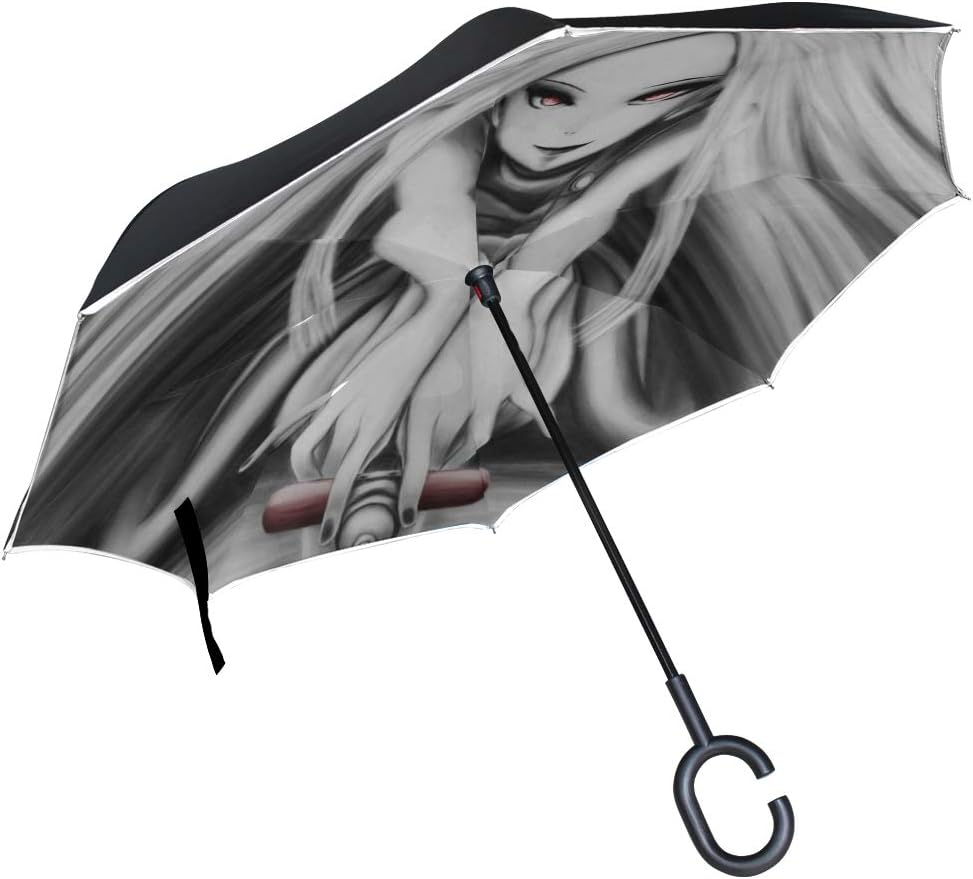 MJG Luches Eureka Seven Anemone Girl Hands Sword Smile Inverted Umbrella Large Double Layer Outdoor Rain Sun Car Reversible Umbrella