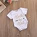 Infant Baby Golden Shiny Words Print Arrow Pattern Romper Bodysuit Outfits (0-3 M, White)