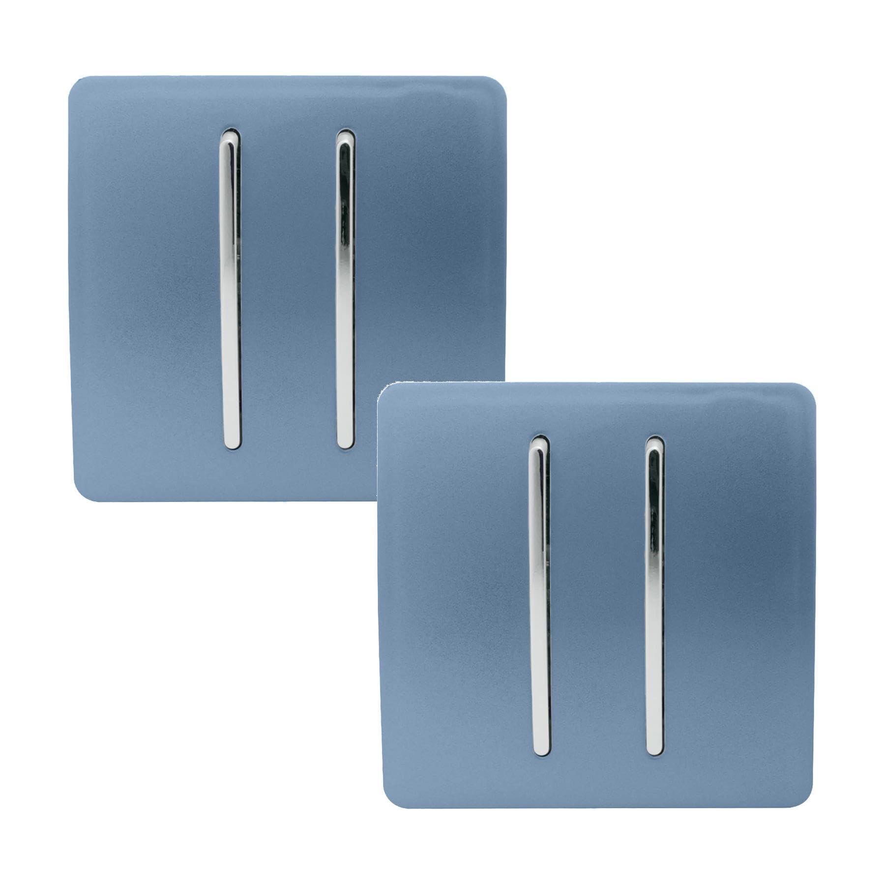 Trendi 2 Gang 2 Way Artistic Modern Glossy 10 Amp Rocker Tactile Light Switch Sky (Pack of 2)