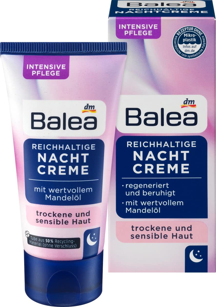 Balea - Rich night cream for dry and sensitive skin - vegan - 1 x 50 ml