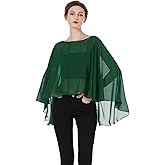 BEAUZSUZSANA Women Poncho Cape High Low Chiffon Shawls Wraps Scarves Capelets for Evening Dress Bridal Wedding Party