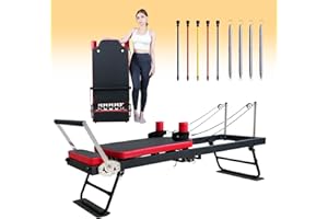 Annualring Pilates Reformer,Foldable Pilates Equipment for Home and Gym use,with Dual Resistance Spring and Rubber Rope,Sturdy and Stable,Suitable for Beginners and Pilates Fitness Enthusiasts