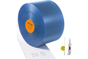 VEVOR Clear PVC Strip Curtain, 50 ft Length x 8 in Width, Plastic Door Strip Bulk Roll, Walk in Freezer Cooler Curtain Strips
