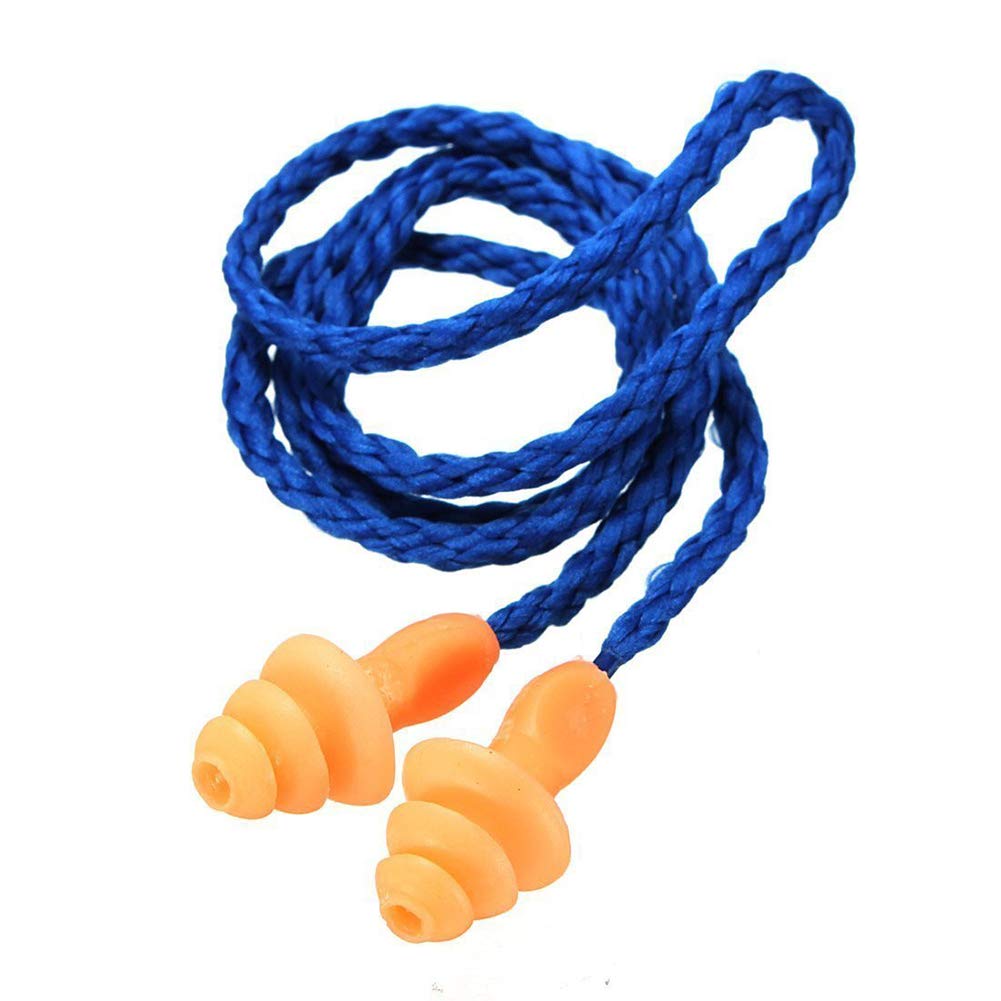 Hemore 10Pcs Corded Ear Plugs Reusable Silicone Earplugs Sleep Noise
