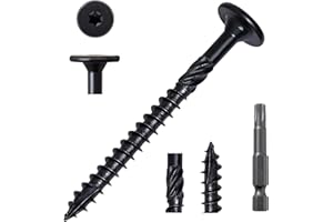 LIONMAX Structural Wood Lag Screws #14 x 2-7/8 Inch, 50-PCS, Heavy Duty Exterior Construction Screw, Rust Resistant Coated for Deck/Timber/Landscape, Flat Head Star Drive, T30 Bit Included, Black