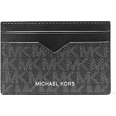 Michael Kors Hudson Notched Card Case, Black/Black Signature