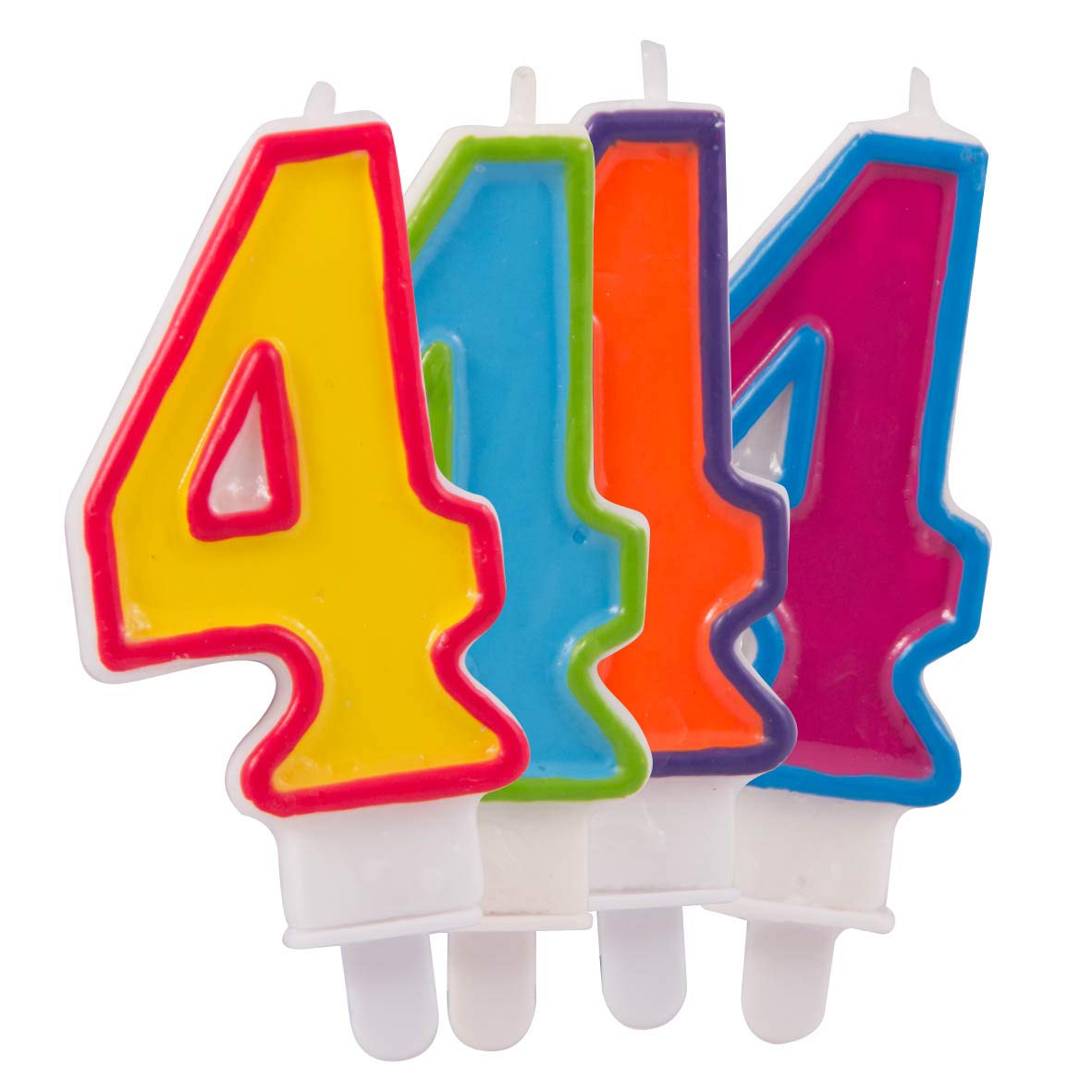 Folat 22984 Number 4 Coloured Candle, Multi-Colour