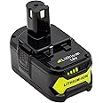 KINGTIANLE 1pack 6.0Ah 18V Replacement Battery for Ryobi 18V Lithium Battery P102 P103 P105 P107 P108 P109 Ryobi ONE+ Cordless Tool