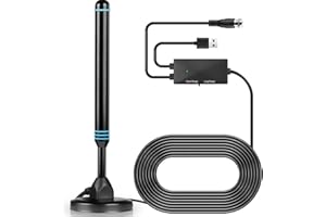 ARROOCCER TV Antenna, TV Antenna Indoor with Magnetic Base, Equipped with a Signal Amplifier to Support 4K 1080p Smart Signal Reception, Long Range Reception(Black)
