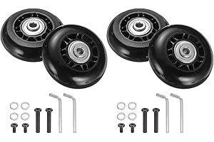 uxcell Set of 1 Luggage Wheels Replacement 64 x 24 mm/2.5" x 0.9" Rubber Swivel Caster Bearing Wheels Repair Kits for Suitcase Inline Outdoor Skate,Black