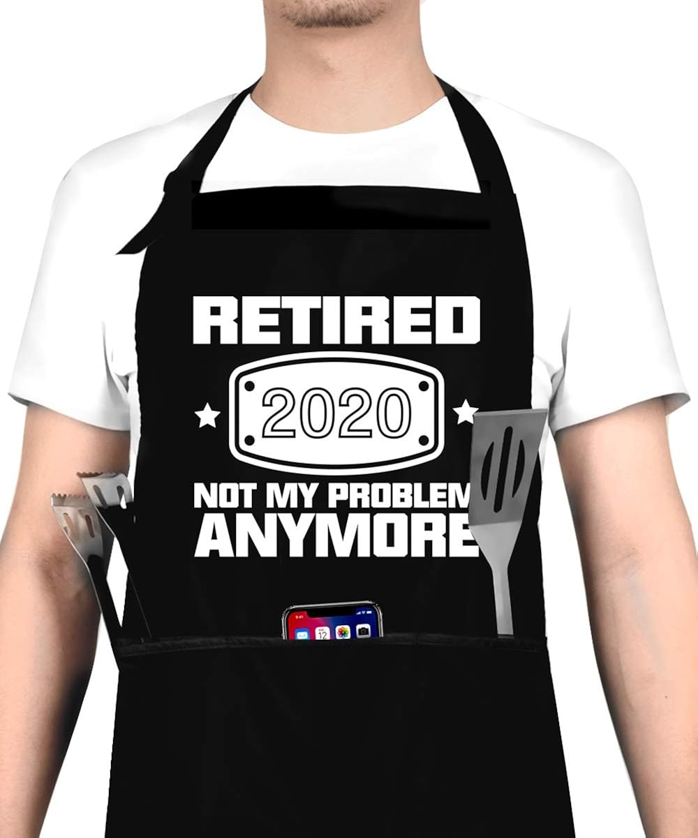 2020 Retirement Gift Apron for Men and Women, Funny Retired 2020 Not My